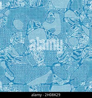 Nahtloses Blaumuster in leuchtendem Blau für Textil und Druck Stockfoto