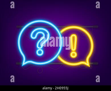 Banner für Fragen und Antworten. Neonsymbol. Megaphon-Banner. Webdesign. Vektorgrafik Stock Vektor