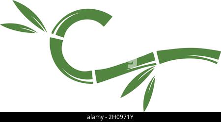 Bambus-Logo mit grünen Blatt Vektor-Symbol-Vorlage Stock Vektor