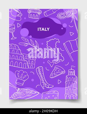italien Land Nation mit Doodle-Stil für Vorlage von Bannern, Flyer, Bücher und Magazin Cover Vektor Illustration Stockfoto