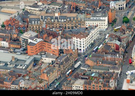 Luftaufnahme der Upper Parliament Street Nottingham City, Nottinghamshire England Stockfoto