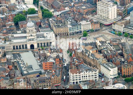 Luftaufnahme des Stadtzentrums von Nottingham, Nottinghamshire England Stockfoto