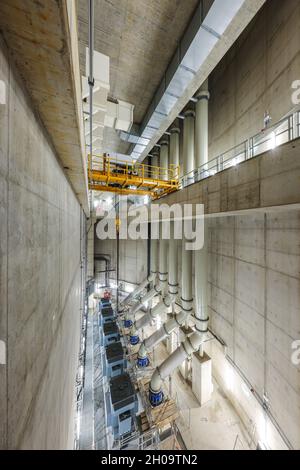 '28.07.2021, Deutschland, Nordrhein-Westfalen, Oberhausen - Emscher-Umbau, neue Kanalisation Emscher AKE, hier das neue Pumpwerk Oberhausen, mac Stockfoto