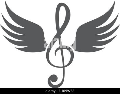 Musik Note Flügel Logo Vektor-Design Stock Vektor