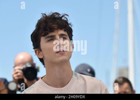 74. Auflage der Filmfestspiele von Cannes: Schauspieler Timothee Chalamet posiert während einer Fotoserie für den Film „The French Dispatch“ von Wes anders Stockfoto