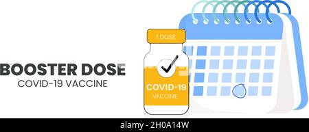 Booster-Injektion zur Erhöhung der Immunität oder COVID-19-Impfstoff-Booster-Dosis-Konzept. Dritte Booster-Schüsse Impfstoff nach Primer-Dosis. Illustrator-Vektor Stock Vektor