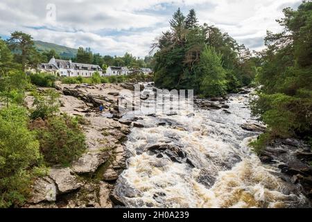 Die Fälle von Dochart, am Fluss Dochart, etwas außerhalb des Dorfes Killin, Stirlingshire, Schottland Stockfoto