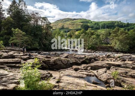 Die Fälle von Dochart, am Fluss Dochart, etwas außerhalb des Dorfes Killin, Stirlingshire, Schottland Stockfoto