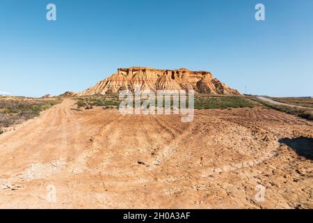 Badlans von Navarra (Bardenas Reales de Navarra) Dessert im Süden des Baskenlandes. Stockfoto