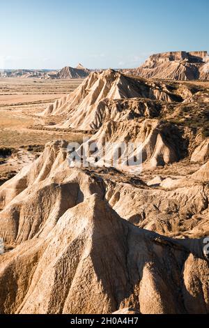 Badlans von Navarra (Bardenas Reales de Navarra) Dessert im Süden des Baskenlandes. Stockfoto