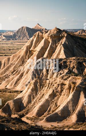 Badlans von Navarra (Bardenas Reales de Navarra) Dessert im Süden des Baskenlandes. Stockfoto