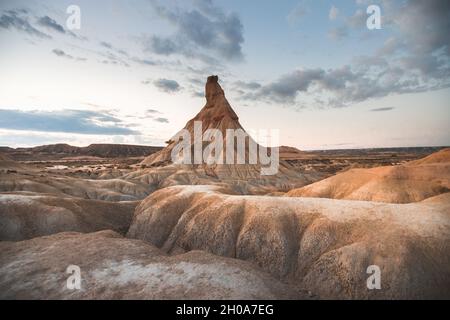 Badlans von Navarra (Bardenas Reales de Navarra) Dessert im Süden des Baskenlandes. Stockfoto