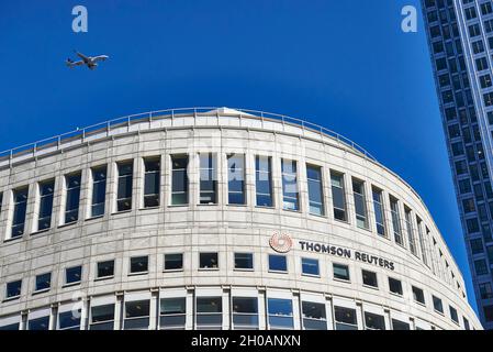 Detail des Thomson Reuters-Gebäudes in Canary Wharf, London, Großbritannien Stockfoto