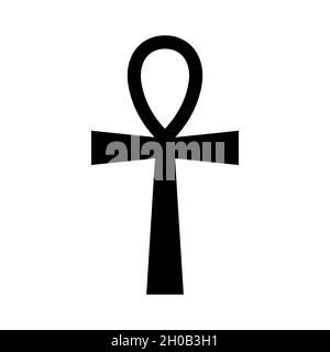 Kreuz ankh-Symbol. Ankh-Symbol in flachem Design. Schwarzes Religionssymbol. Vektorgrafik Stock Vektor