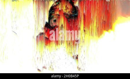 3d-Illustration - Digitale Pixelsortierung auf abstraktem Bildschirm Stockfoto