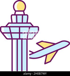 Changi Airport Control Tower RGB-Farbsymbol Stock Vektor