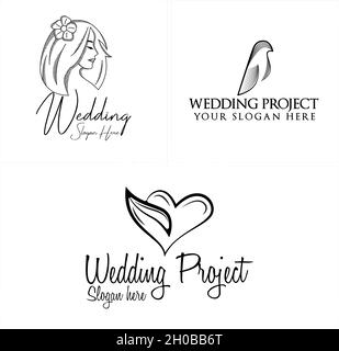 Set von Fotos Hochzeit Projekt Logo-Design Stock Vektor