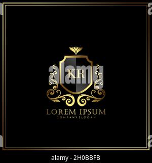 KR Initial Letter Luxury Logo Vorlage in Vektor für Restaurant, Royalty, Boutique, Café, Hotel, heraldic, Schmuck, Mode und andere Vektor illustrat Stock Vektor