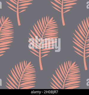 Palmenblatt mit nahtlosem Muster, geschnitzte tropische Blattpfote, Vektorgrafik Stock Vektor
