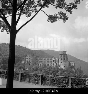 Das Schloß in Heidelberg auf dem Weg zur großen Scheffelterrasse aus gesehen, Deutschland 1930er Jahre. Das Heidelberger Schloss, von der Art und Weise, auf die grosse Terrasse Scheffelterrasse gesehen, Deutschland 1930. Stockfoto