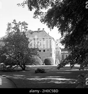 Das Deutschordensschloss mit dem Burgstall der Insel Mainau, Deutschland 1930er Jahre. Teutonic Knight Schloss auf der Insel Mainau, Deutschland 1930. Stockfoto