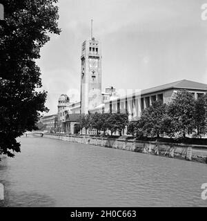 Das Deutsche Museum auf der Museumsinsel in München, Deutschland 1930er Jahre. Das Deutsche Museum in München, 1930. Stockfoto