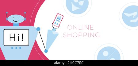 Chatbot-Assistent für Käufer für Online-Shopping. Stock Vektor