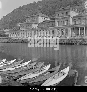 Das Kurhaus an der Lahn bei Bad Ems, Deutschland 1930er Jahre. Das Spa Hotel am Ufer der Lahn bei Bad Ems, Deutschland 1930. Stockfoto