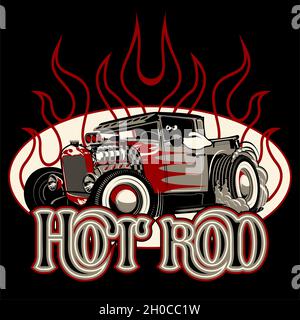 Cartoon Retro Hot Rod Poster. Verfügbares EPS-8-Vektorformat, das durch Gruppen und Ebenen getrennt ist, für eine einfache Bearbeitung Stock Vektor