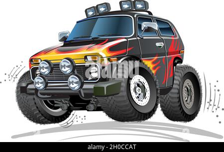 Vektor Cartoon 4x4 Auto. Verfügbares EPS-10-Vektorformat, das durch Gruppen und Ebenen getrennt ist, für eine einfache Bearbeitung Stock Vektor
