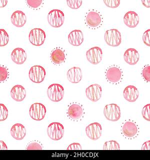 Nahtloses Aquarell-Muster. Handgezeichneter abstrakter rosa Hintergrund. Stockfoto