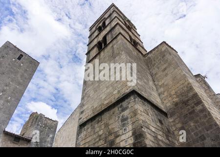 Glockenturm Kirche San Pancrazio, Via delle Torri Straße, Tarquinia, Latium, Italien, Europa Stockfoto