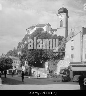 Ein Ausflug nach Kufstein in Tirol, Deutsches Reich 30er Jahre. Eine Reise nach Kufstein in Tirol, Deutschland 1930. Stockfoto