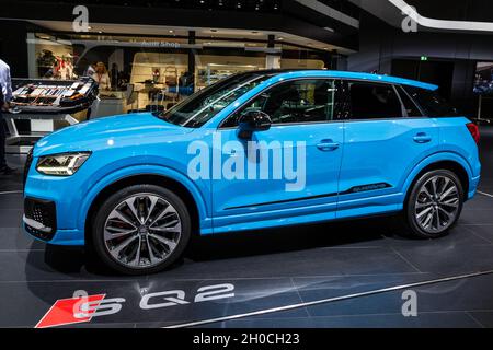 Audi SQ2 auf dem Pariser Automobilsalon. Paris, Frankreich - 2. Oktober 2018. Stockfoto