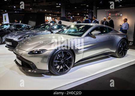 Der Sportwagen Aston Martin Vantage wurde auf dem Pariser Automobilsalon präsentiert. Paris, Frankreich - 2. Oktober 2018. Stockfoto