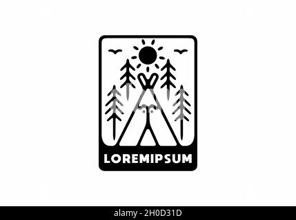 Triangle Camping Zelt Linie Kunst in rechteckiger Form Design Stock Vektor