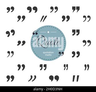 Große schwarze Anführungszeichen. Kreisrahmen mit Textzitat. Stock Vektor