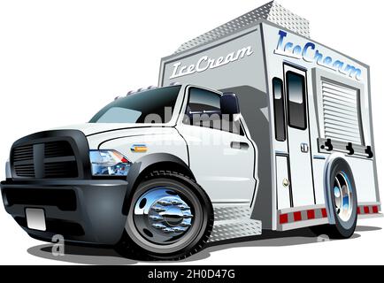 Cartoon Eis LKW isoliert auf weißem Hintergrund. Verfügbares EPS-10-Vektorformat, das durch Gruppen und Ebenen getrennt ist, für eine einfache Bearbeitung Stock Vektor