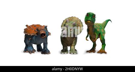 triceratops, t.rex, Edmontonie Stockfoto