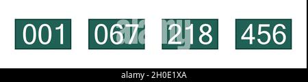 Vinnytsia, Ukraine - 11. Oktober 2021 die wichtigsten Zahlen der Charaktere in der Tintenfisch-Spielfilm. 001, 067, 218, 456. Vektorgrafik Stock Vektor