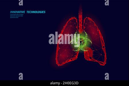 3D-Konzept zur Erforschung der Toxizität von menschlichen Lungen in der Medizin. Analyse der Gefahren von Atemwegserkrankungen durch Virusinfektion durch Krebs. Therapie des Tuberkulose-Krankenhaus-Plakatimpfstoffs Stock Vektor