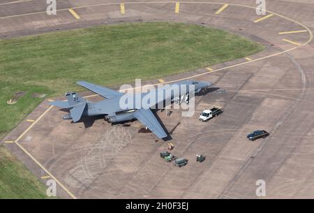 USAF North American Rockwell B-1B Überschallbomber auf Ablösung bei RAF Fairford in England. Stockfoto