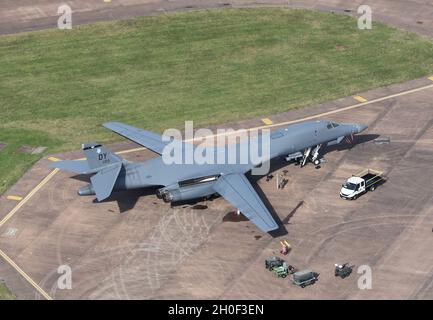 USAF North American Rockwell B-1B Überschallbomber auf Ablösung bei RAF Fairford in England. Stockfoto