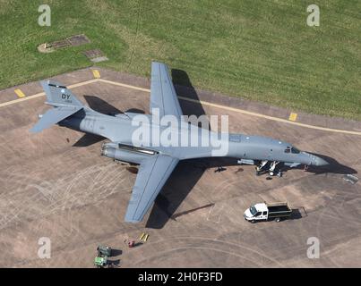 USAF North American Rockwell B-1B Überschallbomber auf Ablösung bei RAF Fairford in England. Stockfoto