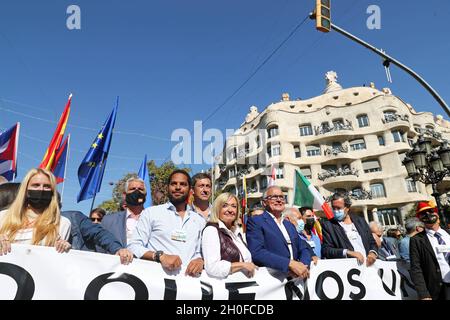 Barcelona, Spanien. Oktober 2021. 12. Oktober 2021, Barcelona, Katalonien, Spanien: Demonstration zum Hispanidad-Tag. Foto: JGS/Cordon Press Quelle: CORDON PRESS/Alamy Live News Stockfoto