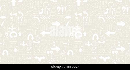 Pfeil nahtloses Muster, neutral kachelbarer Hintergrund mit handgezeichneten Symbolen Stock Vektor