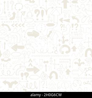 Pfeil nahtloses Muster, neutral kachelbarer Hintergrund mit handgezeichneten Symbolen Stock Vektor
