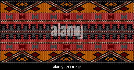 Ornament, Mosaik, ethnisch, Volksmuster. Er ist in hellen, saftigen, perfekt passenden Farben hergestellt. Stock Vektor