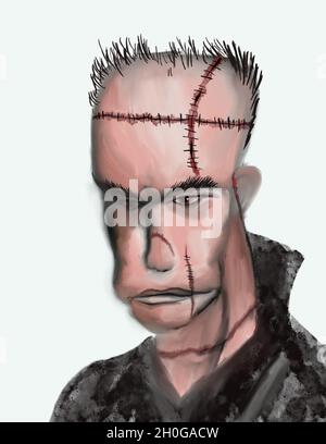 frankenstein-Kopfillustration Stockfoto