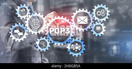 Pop3 Protokoll. IT-Technologie Internet-Konzept. Stockfoto